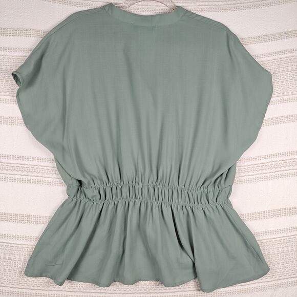 Sweet Rain Green Button Front Tie Waist Blouse Women’s XL NEW - Picture 2 of 9